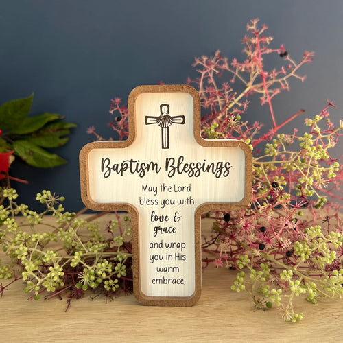 Baptism Blessings Standing Cross 5 1/2"