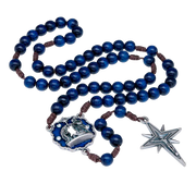 Blue Wood Italian Christmas Rosary 8MM - Unique Catholic Gifts