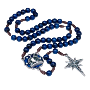 Blue Wood Italian Christmas Rosary 8MM - Unique Catholic Gifts