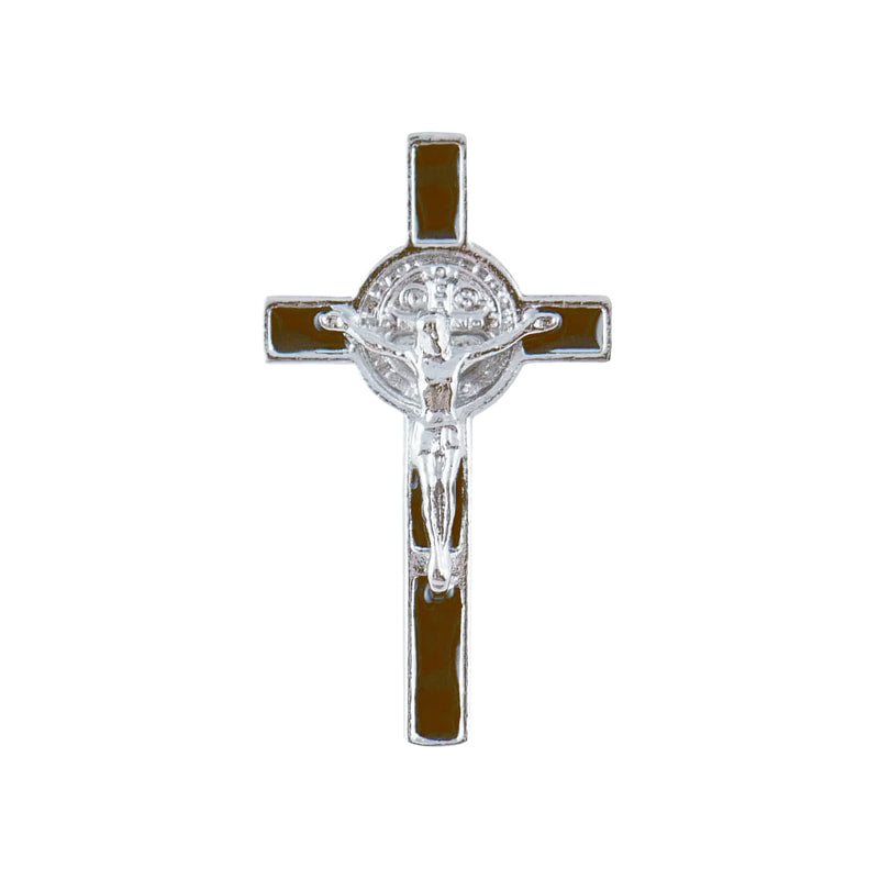 Brown St. Benedict Crucifix Lapel Pin 3/4"