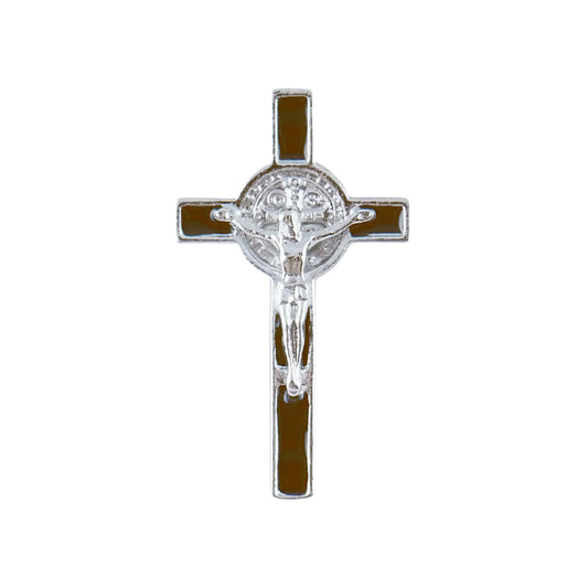 Brown St. Benedict Crucifix Lapel Pin 3/4"