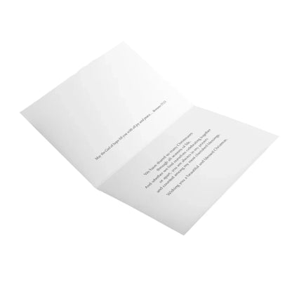Inside view of Christmas card for sister with heartfelt message and Bible verse from Proverbs 3:5-6 on white background