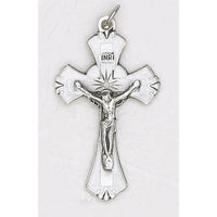 Classic Silver Tone and Enamel Crucifix 1 3/4" - Unique Catholic Gifts