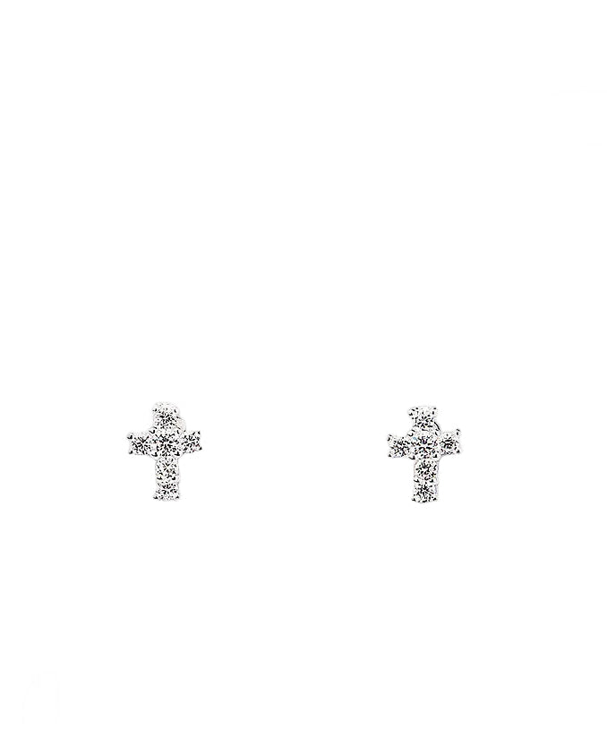 Cubic Zirconia and Sterling Silver Cross Earrings