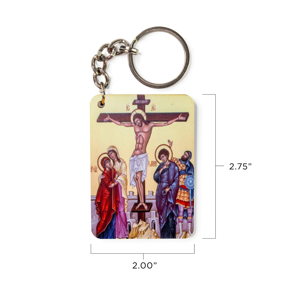 Crucifixion - Byzantine Wooden Icon Keychain
