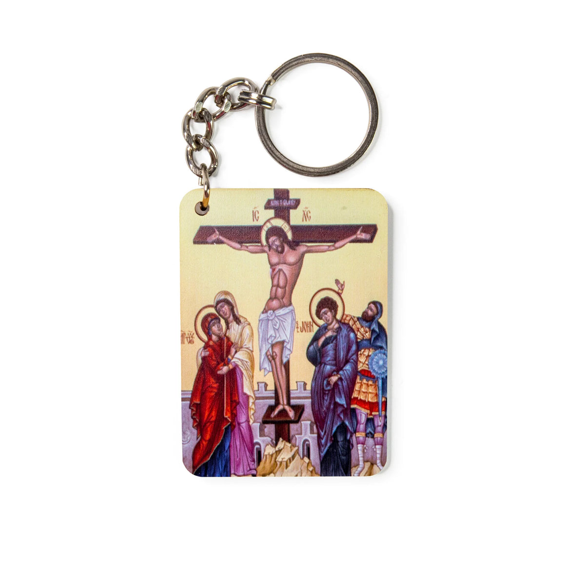Crucifixion - Byzantine Wooden Icon Keychain