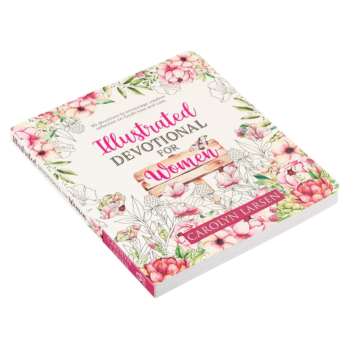 8 1/4" Illustrated Devotional for Women book with floral artwork, script title, and author Carolyn Larsen on cover