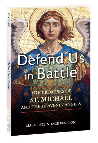 Defend Us in Battle book by Marge Steinhage Fenelon with mosaic-style St. Michael artwork on cover
