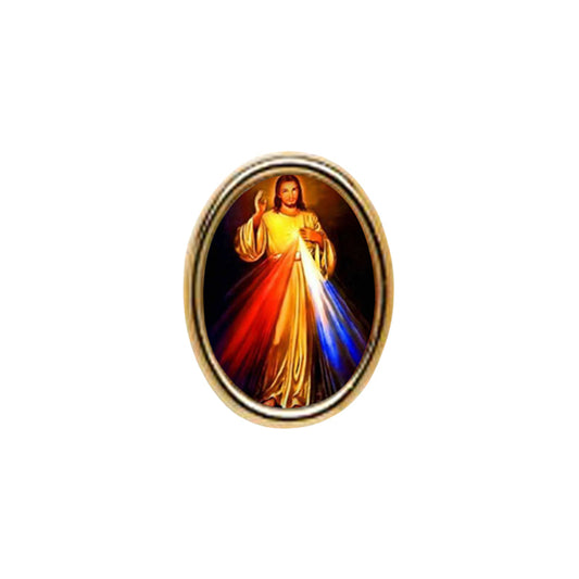 Divine Mercy Photo Lapel Oval Pin 3/4"