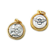 Holy Family and Holy Spirit Gold and Silver Two-Tone Medal  1/2" - Unique Catholic Gifts