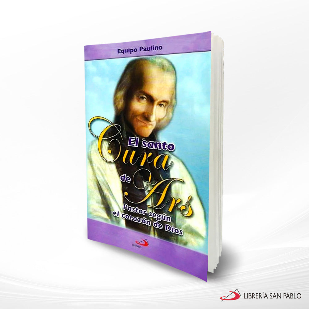 Paperback book titled El Santo Cura De Ars with portrait of saint and purple borders by Equipo Paulino