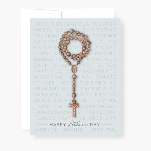 Father's Day  Praying a Rosary for You Card | St Joseph Attributes - Unique Catholic Gifts