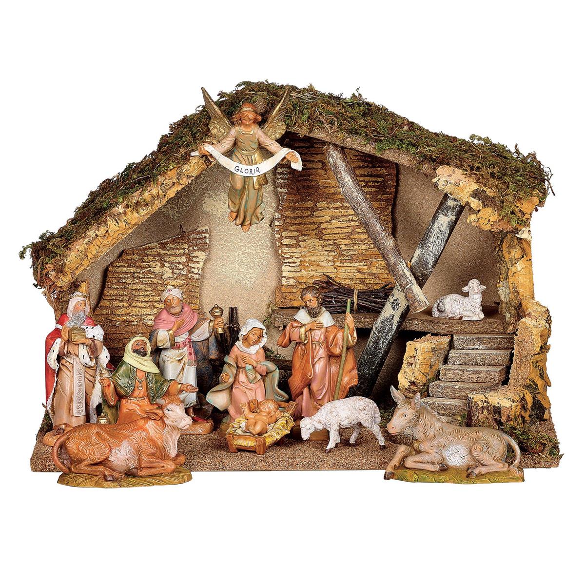 Fontanini 11-Piece Christmas Nativity Figurine Set with Stable 5" Scale
