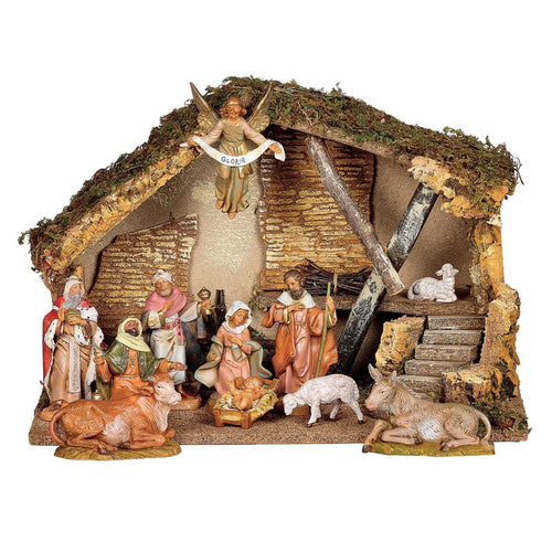 Fontanini 11-Piece Christmas Nativity Figurine Set with Stable 5" Scale