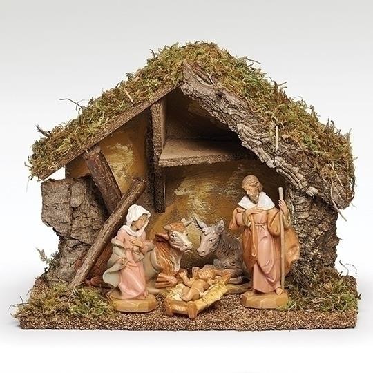 Fontanini 5-Piece Christmas Nativity Figurine Set with Stable 5" Scale