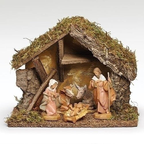 Fontanini 5-Piece Christmas Nativity Figurine Set with Stable 5" Scale