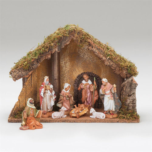 Fontanini 8-Piece Christmas Nativity Figurine Set with Stable 5" Scale
