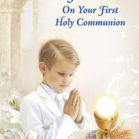 For a Precious Grandson on Your Holy First Communion Greeting Card - Unique Catholic Gifts