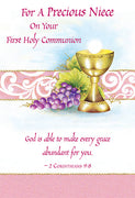For a Precious Niece on your First Holy Communion Greeting Card - Unique Catholic Gifts