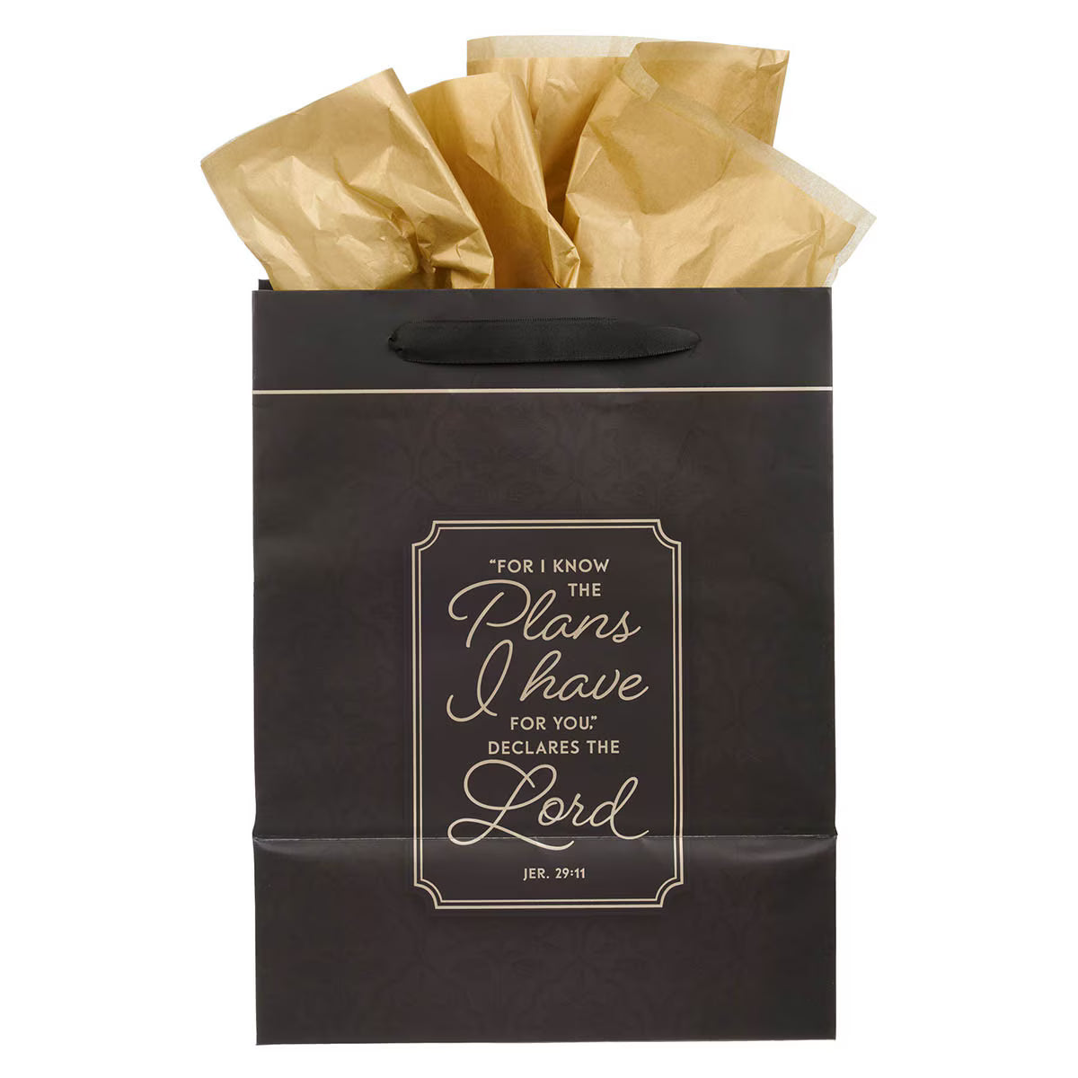 I Know the Plans Graphite Gray Large Portrait Gift Bag - Jeremiah 29:11