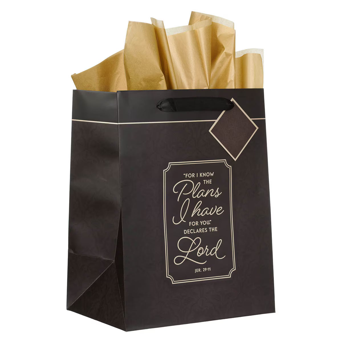 I Know the Plans Graphite Gray Large Portrait Gift Bag - Jeremiah 29:11