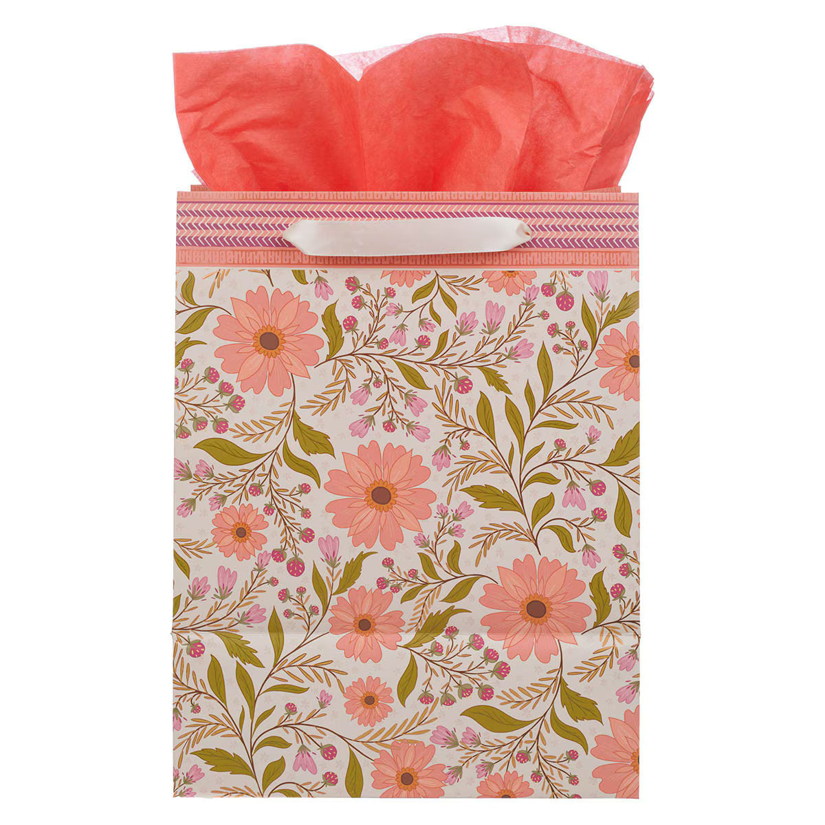 Trust In The Lord Coral Cascade Large Portrait Gift Bag - Isaiah 40:31