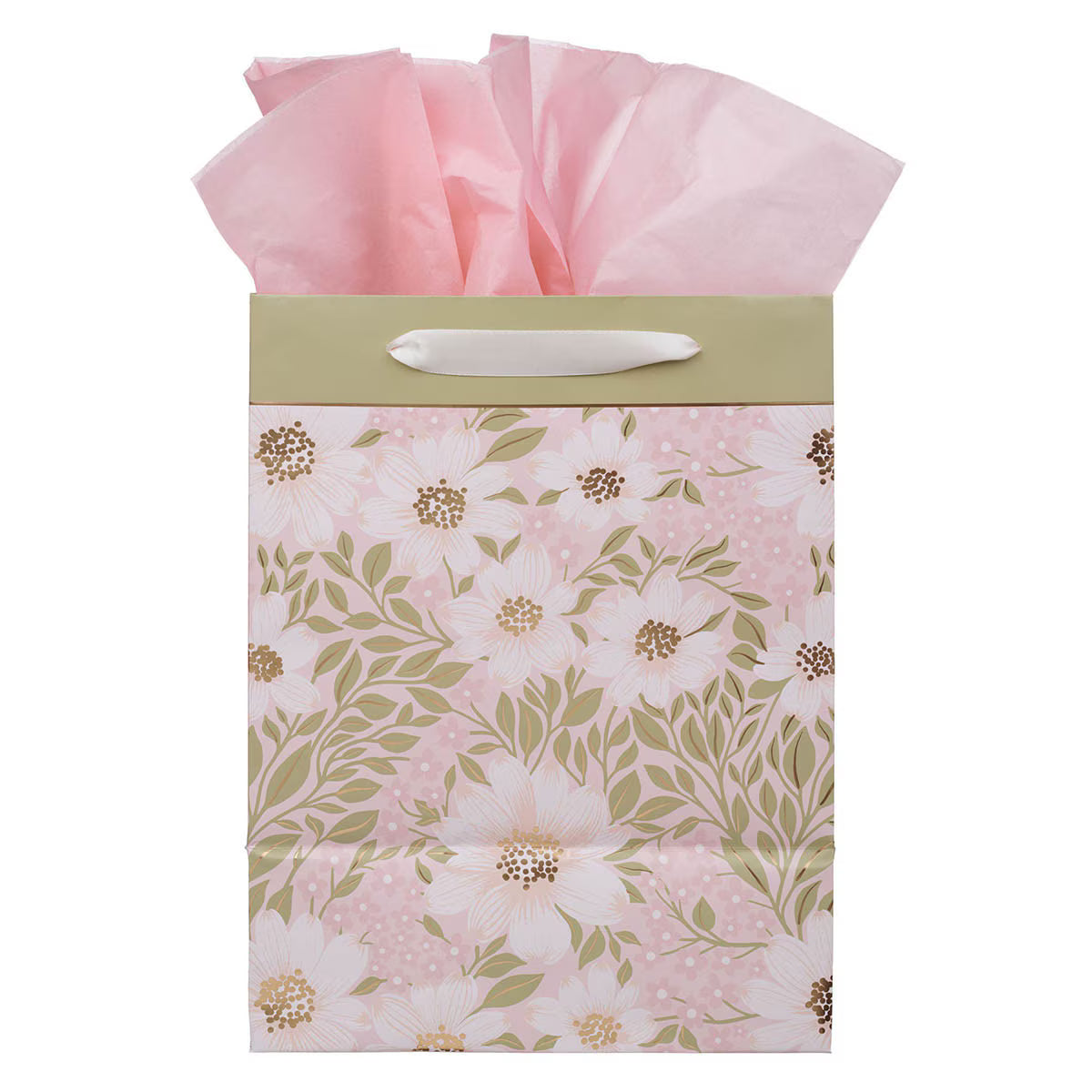 Bless and Keep You Blush Bloom Large Portrait Gift Bag - Numbers 6:24