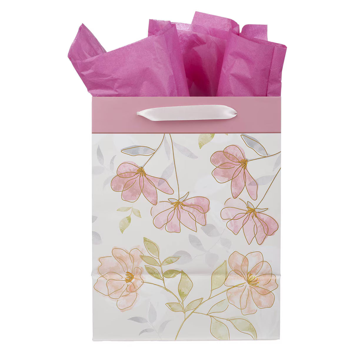 Walk by Faith Pink Cosmos Large Portrait Gift Bag - 2 Corinthians 5:7