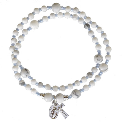 Genuine Howlite Twist Rosary Bracelet (4 mm) - Unique Catholic Gifts