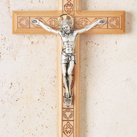 Genuine Maple IHS Laser engraved Crucifix 11" - Unique Catholic Gifts