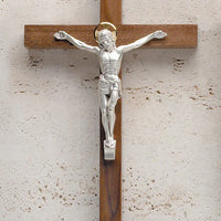 Genuine Walnut and Silver plated  Crucifix 12" - Unique Catholic Gifts