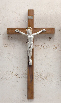 Genuine Walnut and Silver plated  Crucifix 12