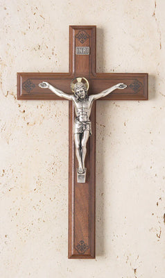 Genuine Walnut IHS Laser engraved Crucifix 11 - Unique Catholic Gifts