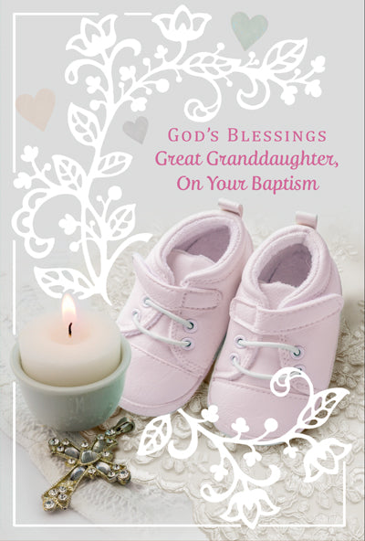 God's Blessing Great Granddaughter On Your Baptism Greeting Card