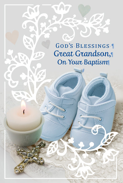 God's Blessing Great Grandson On Your Baptism Greeting Card