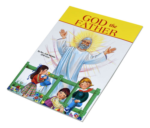 God the Father book by Rev Jude Winkler with colorful illustration of God and children on cover