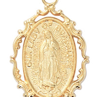 Gold over Silver Sterling Our Lady of Guadalupe (1") with 18 Chain - Unique Catholic Gifts
