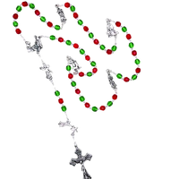 Green and Red Crystal Christmas Rosary 6mm - Unique Catholic Gifts