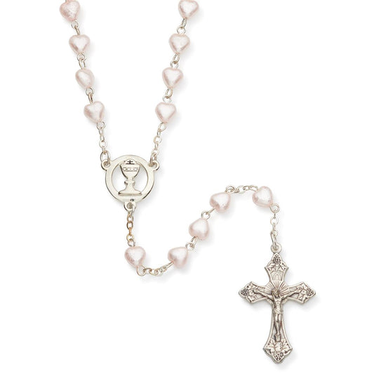 Heart Pearl Communion Rosary 18"