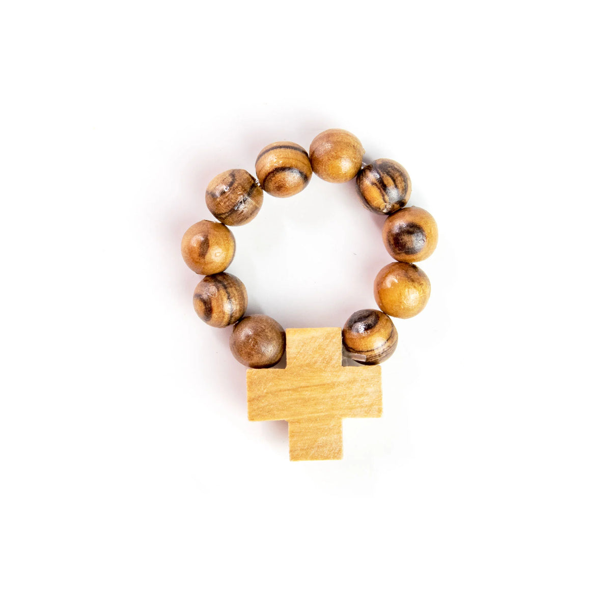Holy Family Olive Wood Finger Rosary Ring