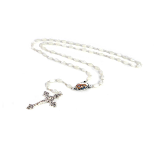 Holy Family Mother of Pearl Catholic Rosary Byzantine Medal
