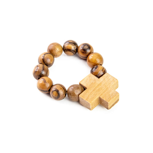 Holy Family Olive Wood Finger Rosary Ring