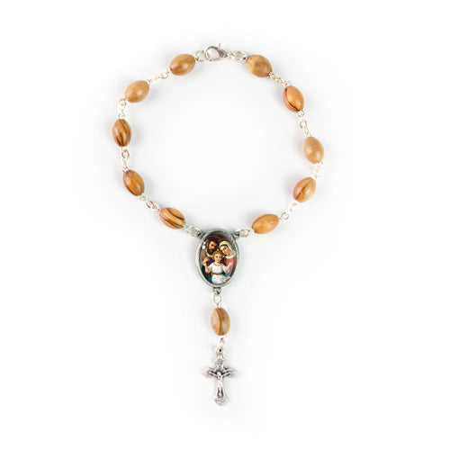 Holy Family (Dark) Holy Land Olive Wood Auto Rosary