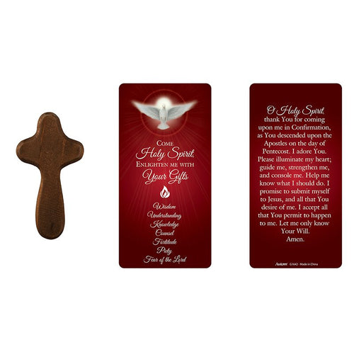 Come Holy Spirit Confirmation Hand Held Prayer Cross with Card