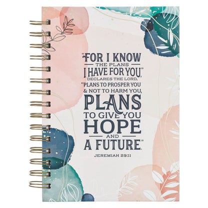 I Know the Plans Muted Watercolor Spiral Journal - Jeremiah 29:11