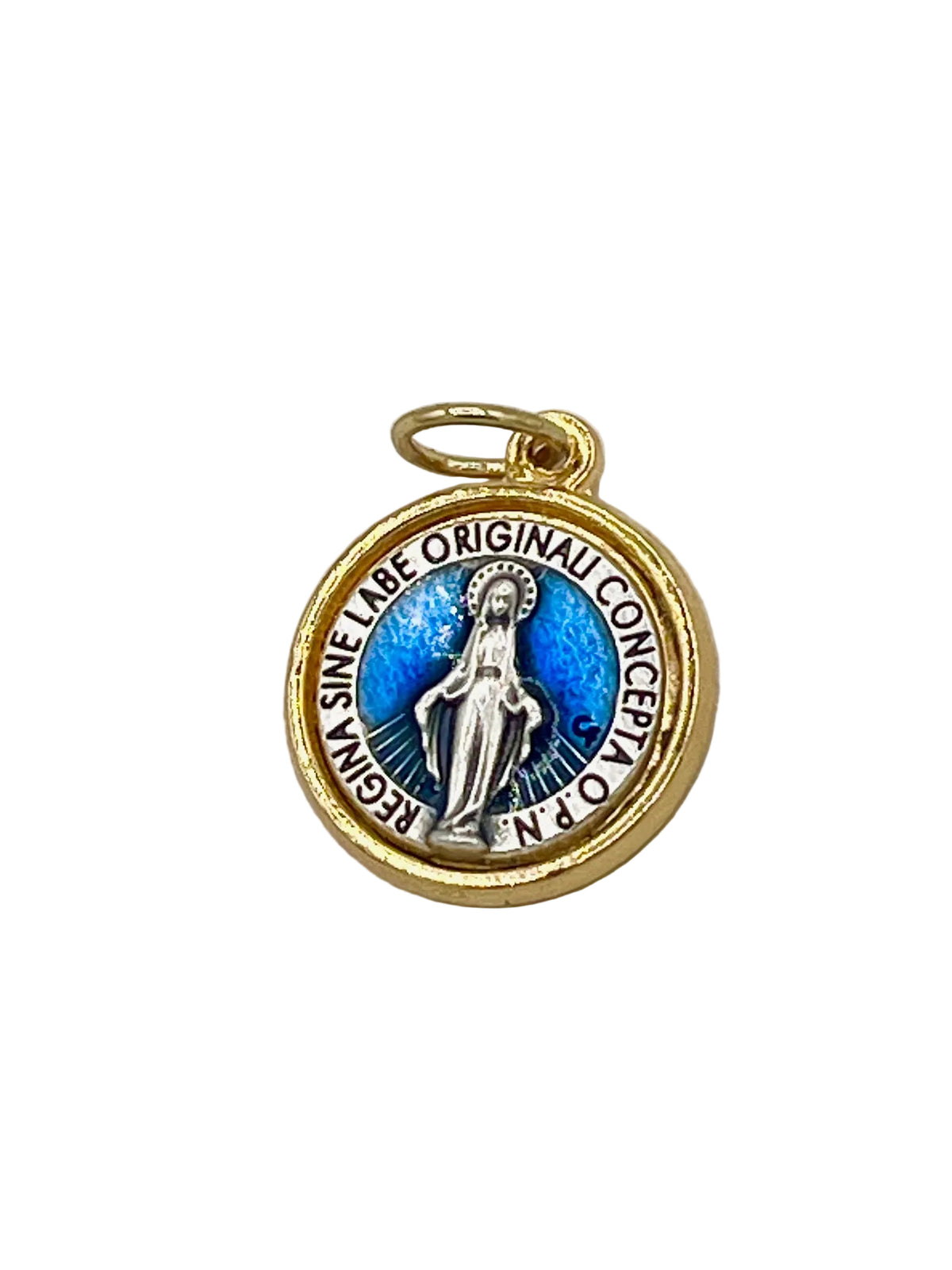 Blue Miraculous Medal Charm 1/2"