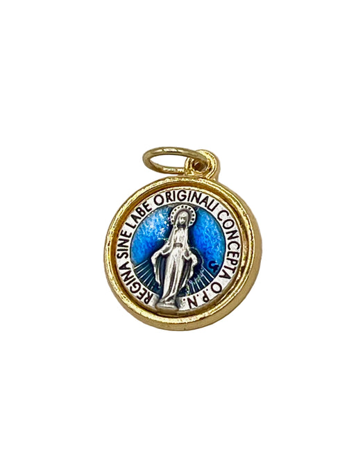 Blue Miraculous Medal Charm 1/2"