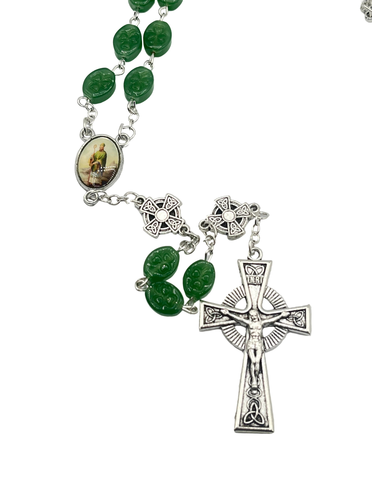 Green Shamrock Bead St Patrick Rosary