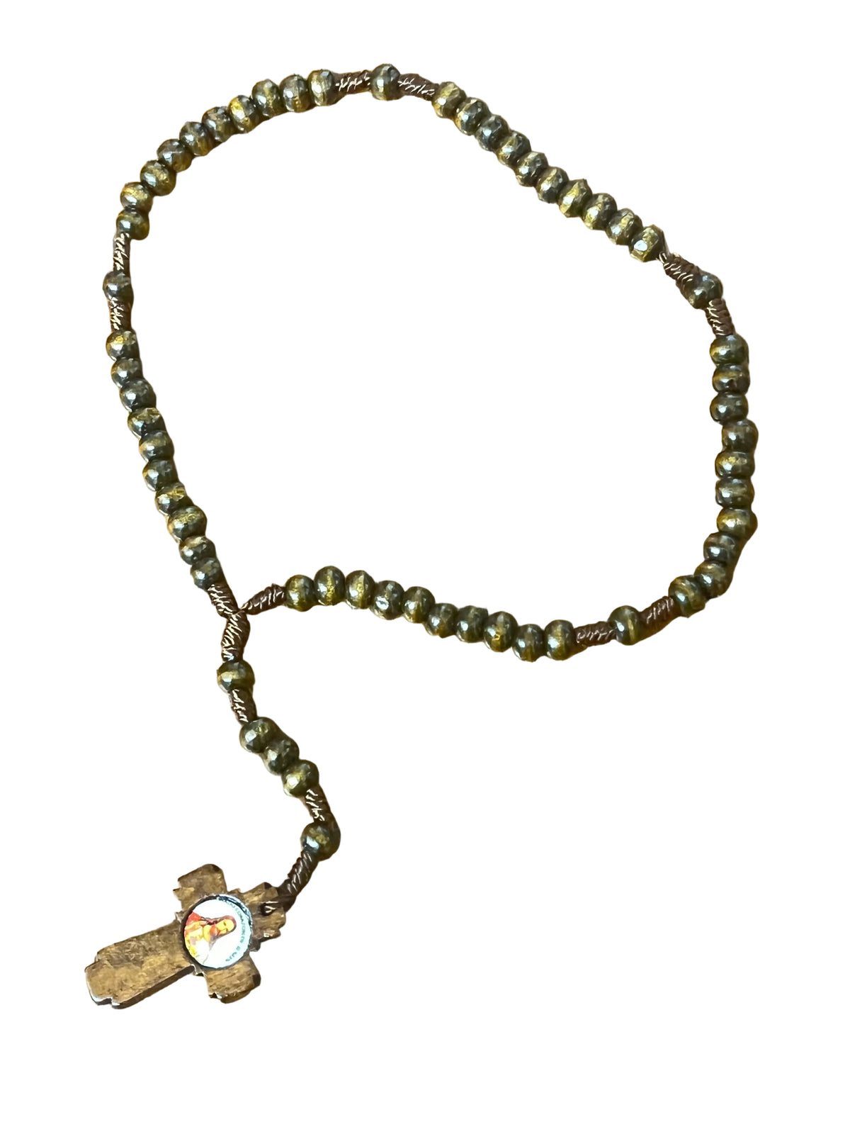 Sacred Heart of Jesus Detente Brown Wood Mini Rosary