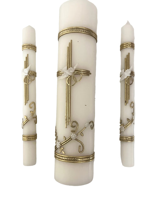 Wedding Unity Candle Brass Gold Set